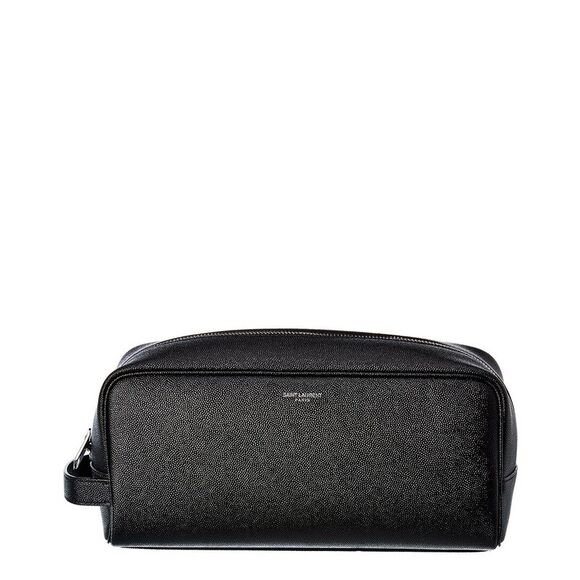 Saint Laurent Leather Grooming Bag Black